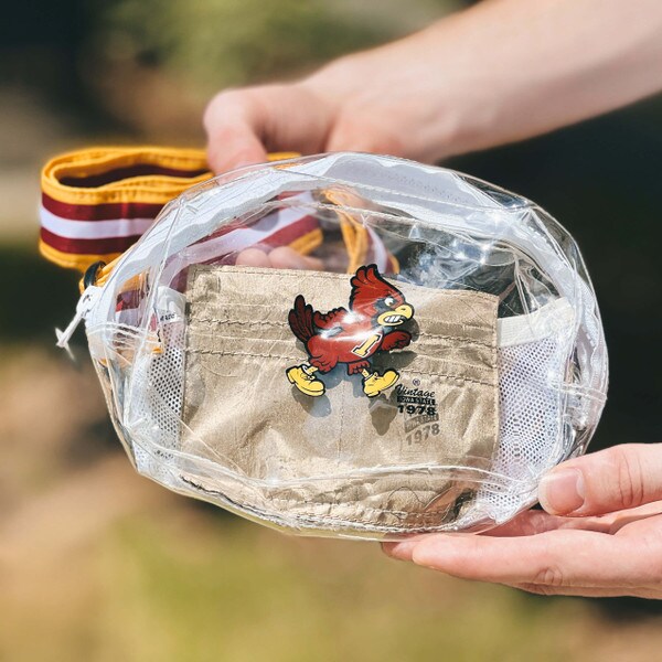 Walking Cy Clear Belt Bag With Cardinal and Gold Strap